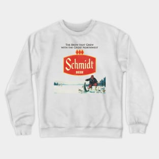 Schmidt Beer Retro Defunct Ice Fishing Nature Scene Crewneck Sweatshirt